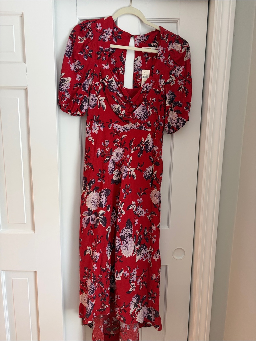 Anthropologie Red Floral Midi Dress